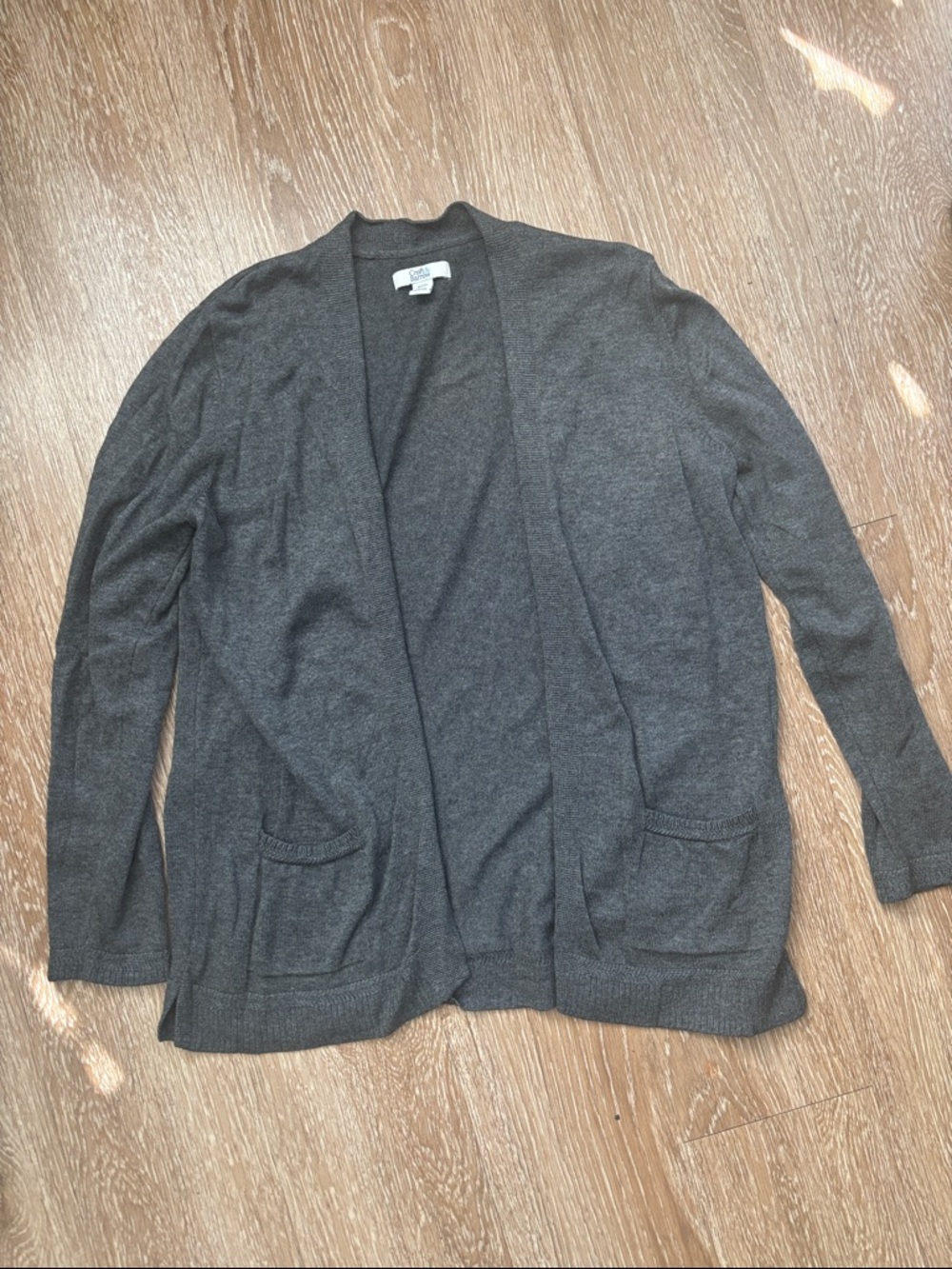 Croft & Barrow charcoal gray open front cardigan, cotton blend, Petite Medium